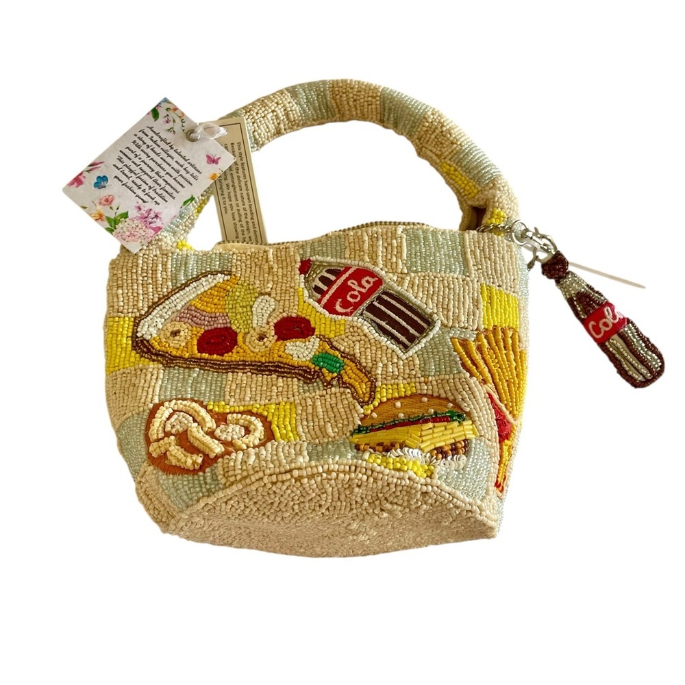 Viral Hand Beaded Fast Food Hot Dog Cola Design Handbag, Cola Charm, India, NWT. - Picture 3 of 7